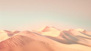 Dunes de sable doré aux reflets pêche sous un ciel pâle